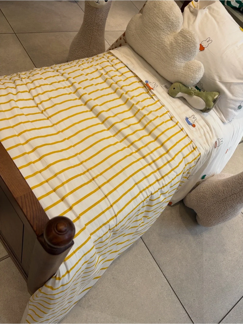 Miffy Yellow Stripe Twin Duvet set with matching pillow case